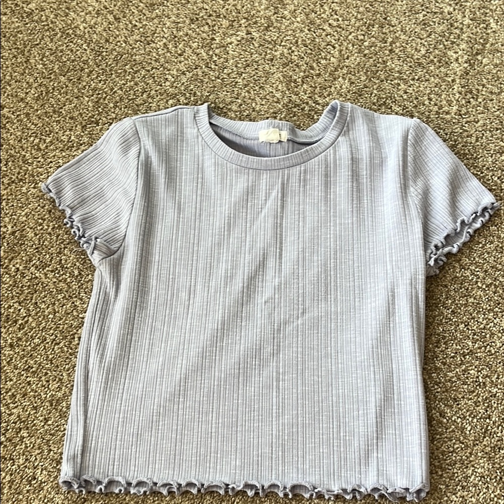 Kids Ribbed Short Sleeve Top - Light Gray